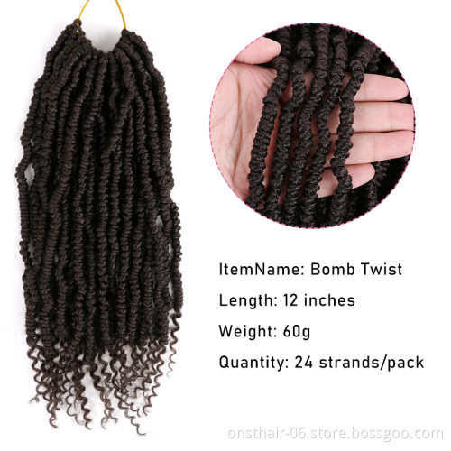 Bomb Twist Crochet Hair 14 Inch Spring Twist Crochet Braids Pre-looped Mini Passion Twist Braiding Hair Senegalese